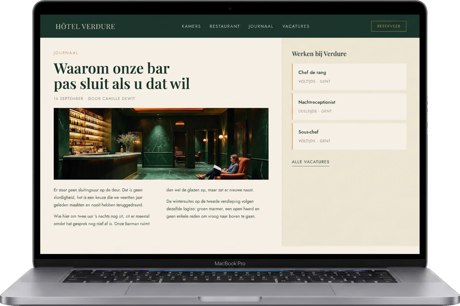 Het journaal en de vacatures van een hotel, live op hun eigen website